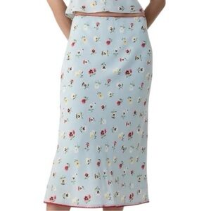 Gap x DOEN Floral Blue Midi Skirt